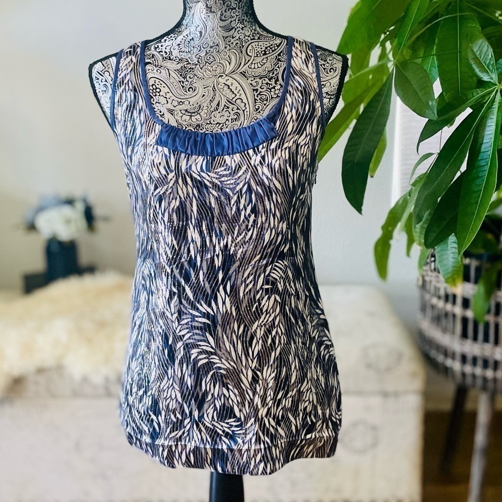 Tory Burch Cloud Silk Tank Camisole in Purple Field with Blue Metallic Hues, 2